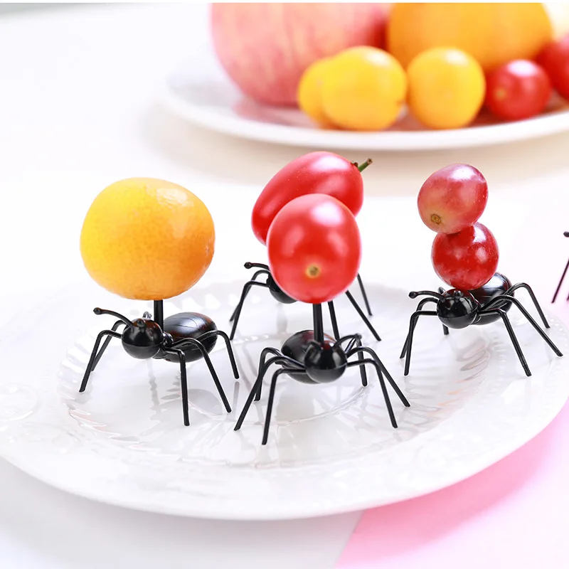 12 PCS Ants Food Fruit Picks decoration Ant Shape Forks Snack Cake Dessert Tableware for Home Kitchen Party Dinner Pick | Дом и сад
