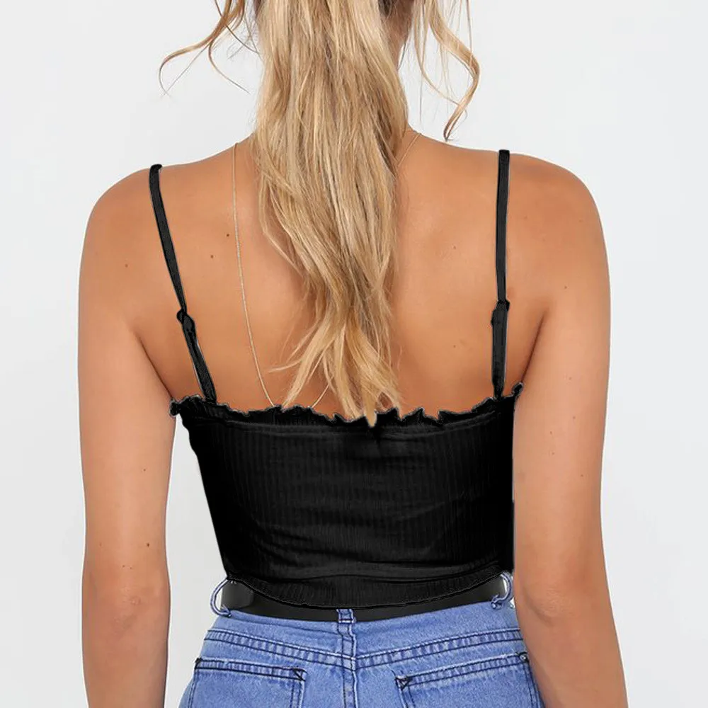 

Camis Summer 2020 NEW Women Tank Top Fashion Top Ruffles Tank Top Vest Off Shoulder Halter Blouse T-Shirt Camis Crop Tops Mujer