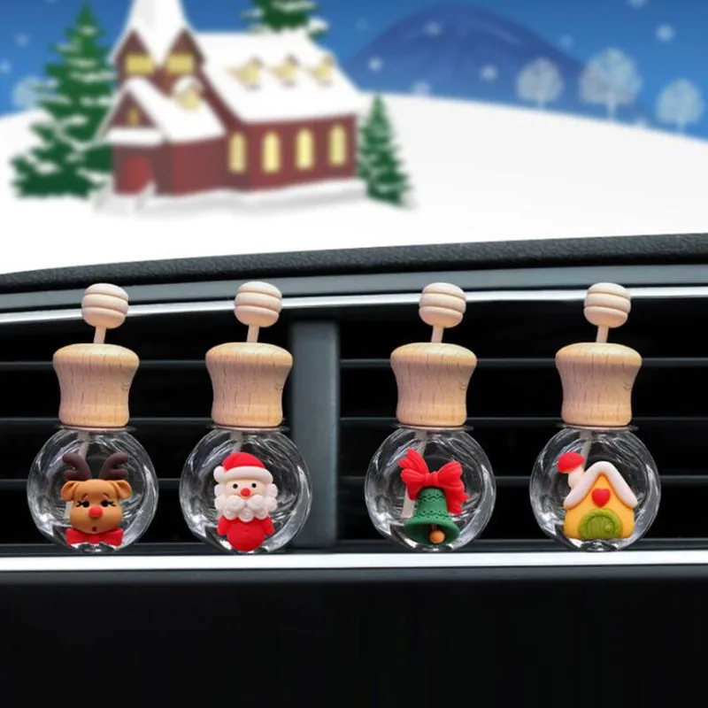 

Рождественский автомобильный флакон для духов, пустая бутылка для духов, эфирное масло, долговечный диффузор с зажимом, автомобильный воздушный выход, декоративные принадлежности