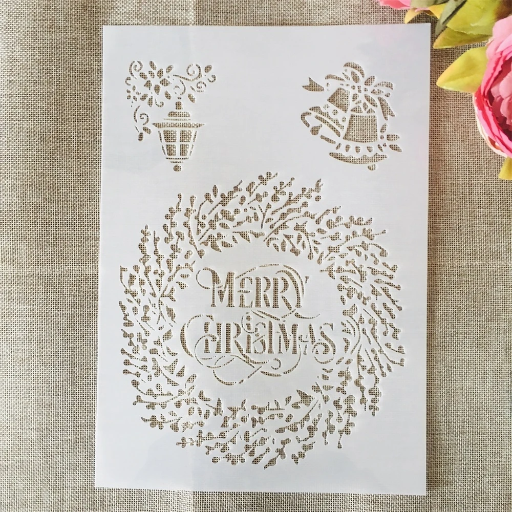 

A4 29cm Merry Christmas Garland DIY Layering Stencils Wall Painting Scrapbook Coloring Embossing Album Decorative Template