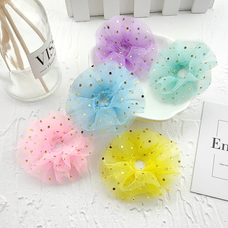 6 5 см 30 шт./лот DIY блестящий цветок мягкая аппликация для детей аксессуары волос |