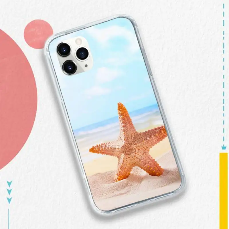 

Starfish Beach sand Ocean Pentagram Phone Case for iPhone 11 12 pro XS MAX 8 7 6 6S Plus X 5S SE 2020 XR