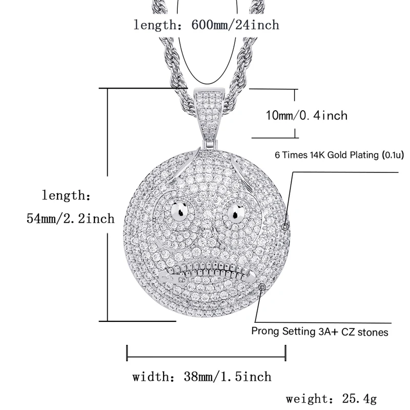 Мужская подвеска TOPGRILLZ ожерелье золотистого/серебристого цвета с фианитом в