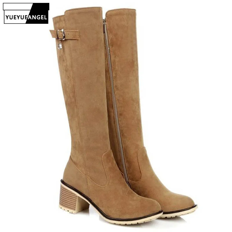 Новые осенние сапоги для верховой езды Классические до колена из искусственной