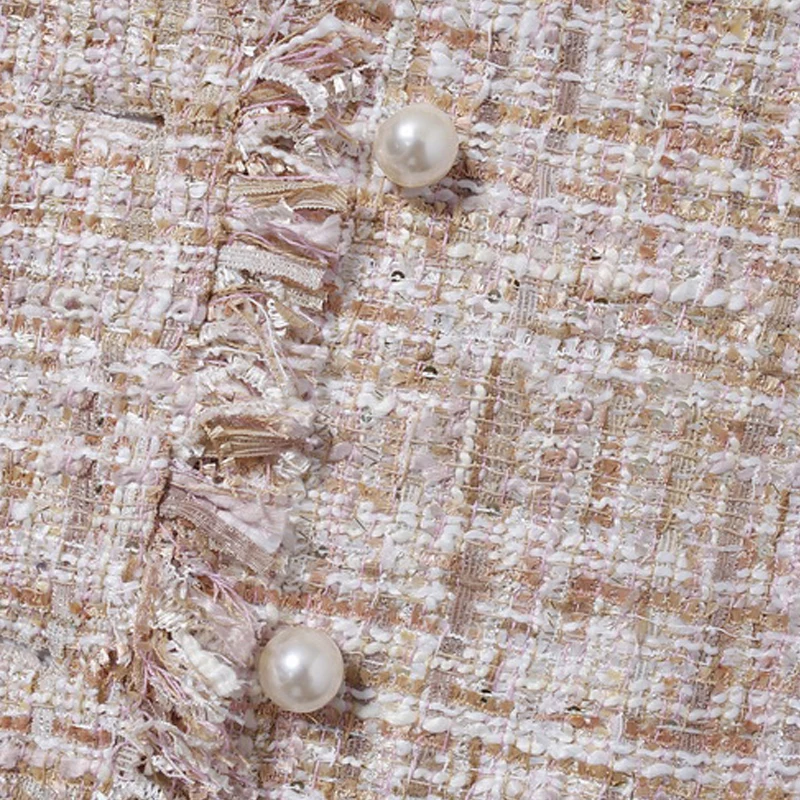 Твидовый жакет без рукавов с блестками яркого цвета Ткань Повседневный