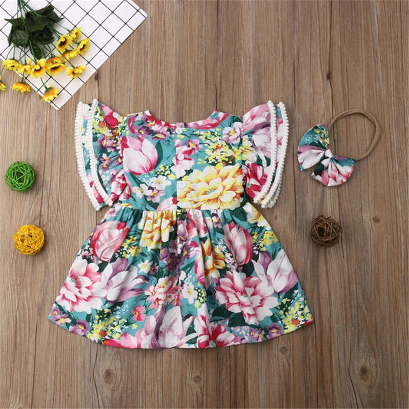 Топ и шорты для новорожденных девочек Летнее цветочное платье маленьких