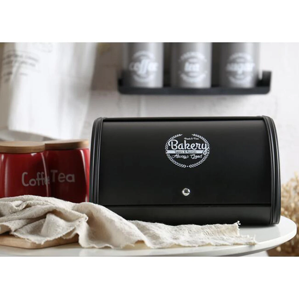 

Iron Bread Box Retro Bin Cake Pastry Basket Roll Lid Storage Organizer, Black Pink & White, for Pastries, Toast and More