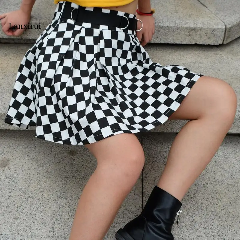 

Pleated Plaid Skirts Womens High Waisted Checkered Skirt Harajuku Dancing Korean Style Sweat Short Mini Skirts Female