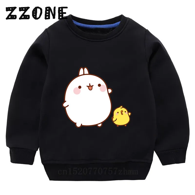 Детские толстовки с кроликом из мультфильма Molang and Piupiu детские хлопковый пуловер