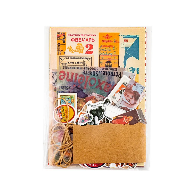 

74 Sheets /set Vintage Travel Series Sticker Material Pack Paper Set DIY Basic Decorative Journal Planner Stationery Papeleria