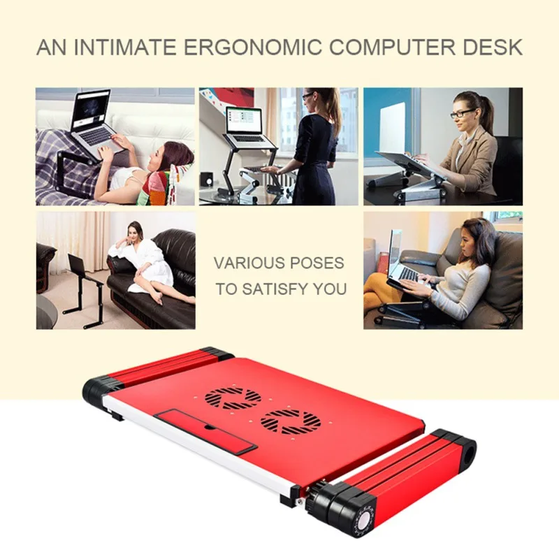 

Adjustable Aluminum Laptop Bed Tray Desk Ergonomic TV Bed Lapdesk Tray PC Table Stand Notebook With Mouse Pad Portable*