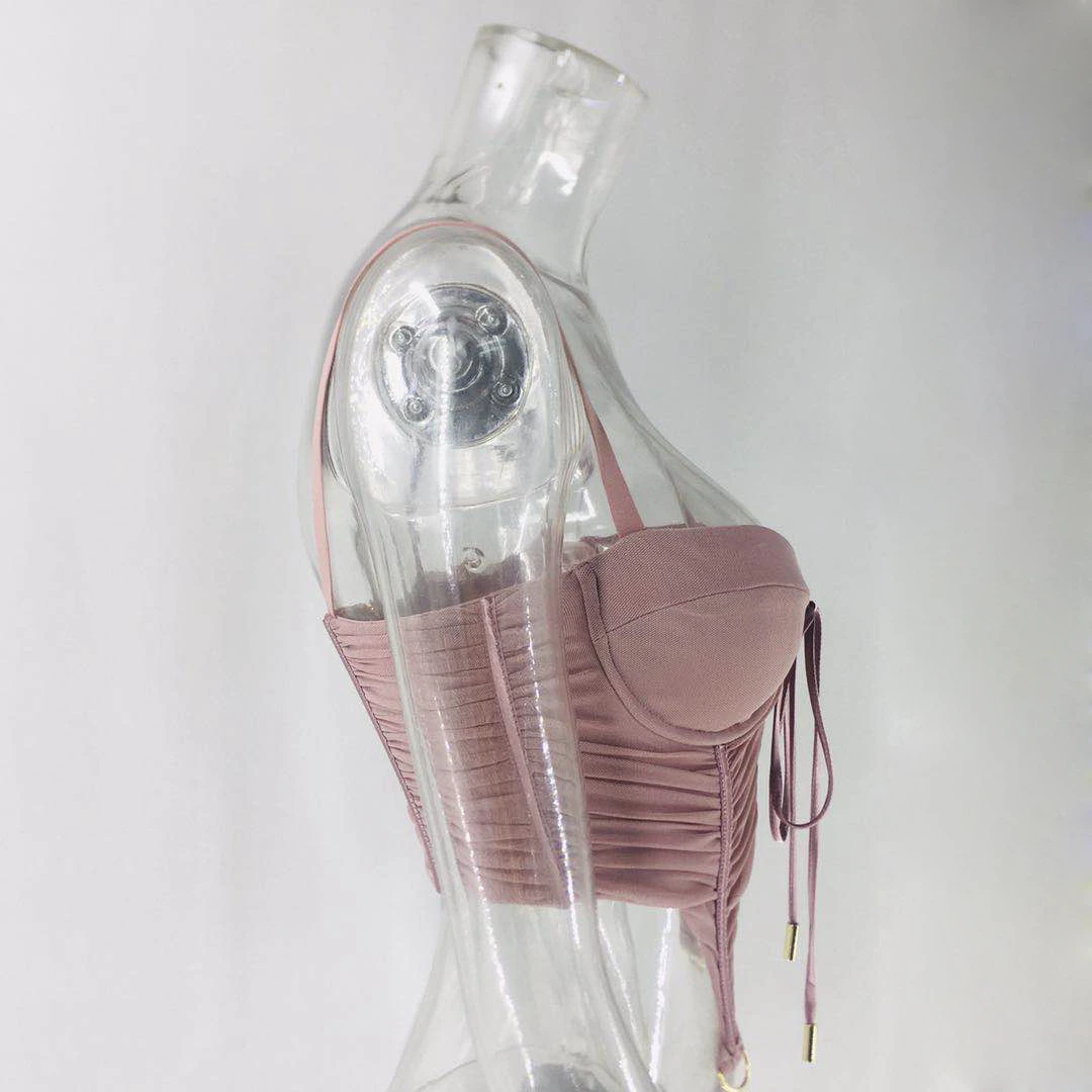 Casual Top Women Lace Up Camis Camisole 2020 Summer Sexy Sleeveless Slim Low Chest Tops | Женская одежда