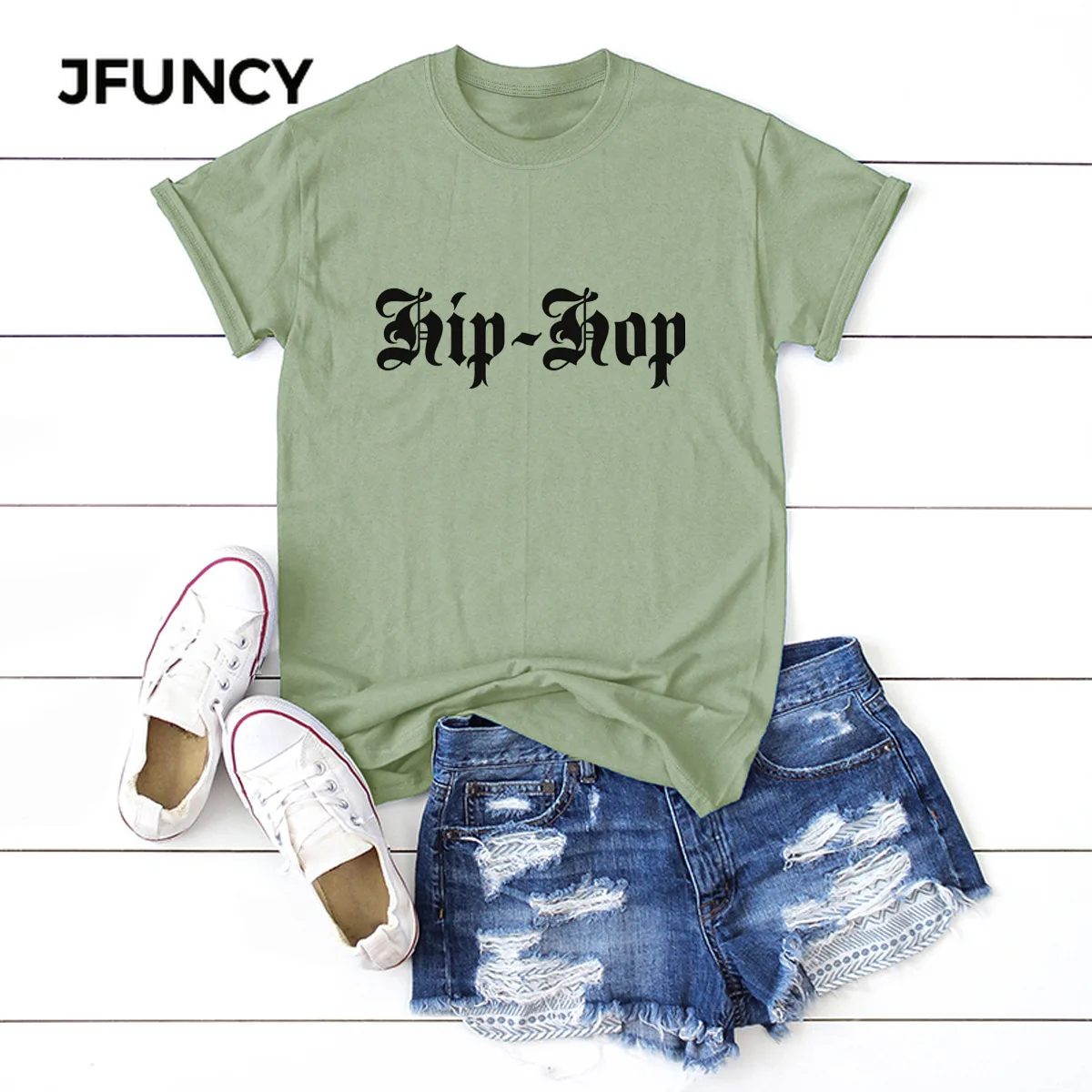 JFUNCY Letter Printing 100%Cotton Summer T Shirt Women Short Sleeve T-shirt Female Tees  Casual Lady Basic Tops