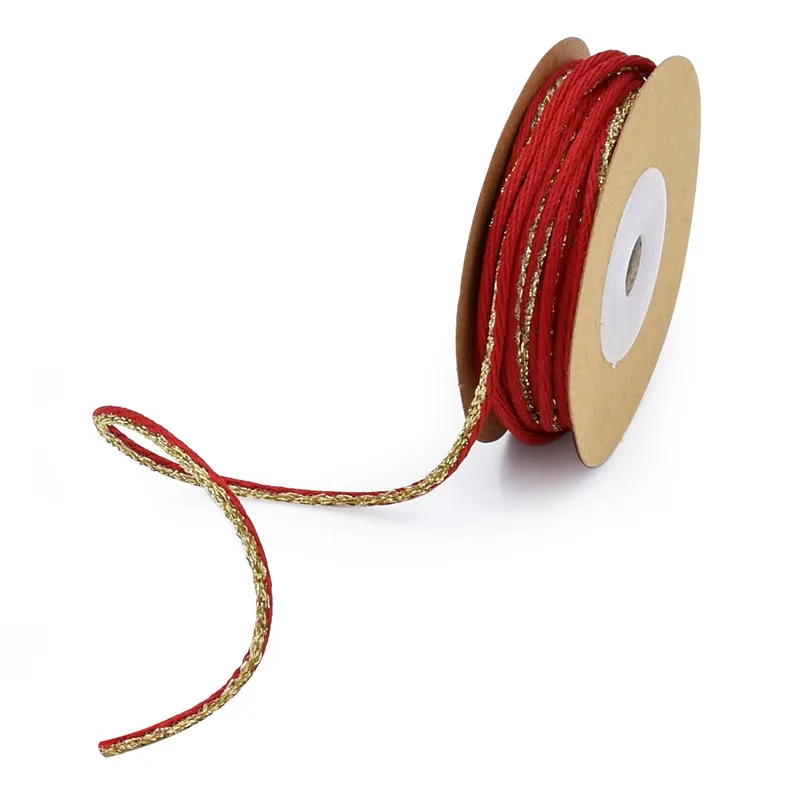 Красная/Золотая лента 20 ярдов 2 мм|Ленты для шитья| |