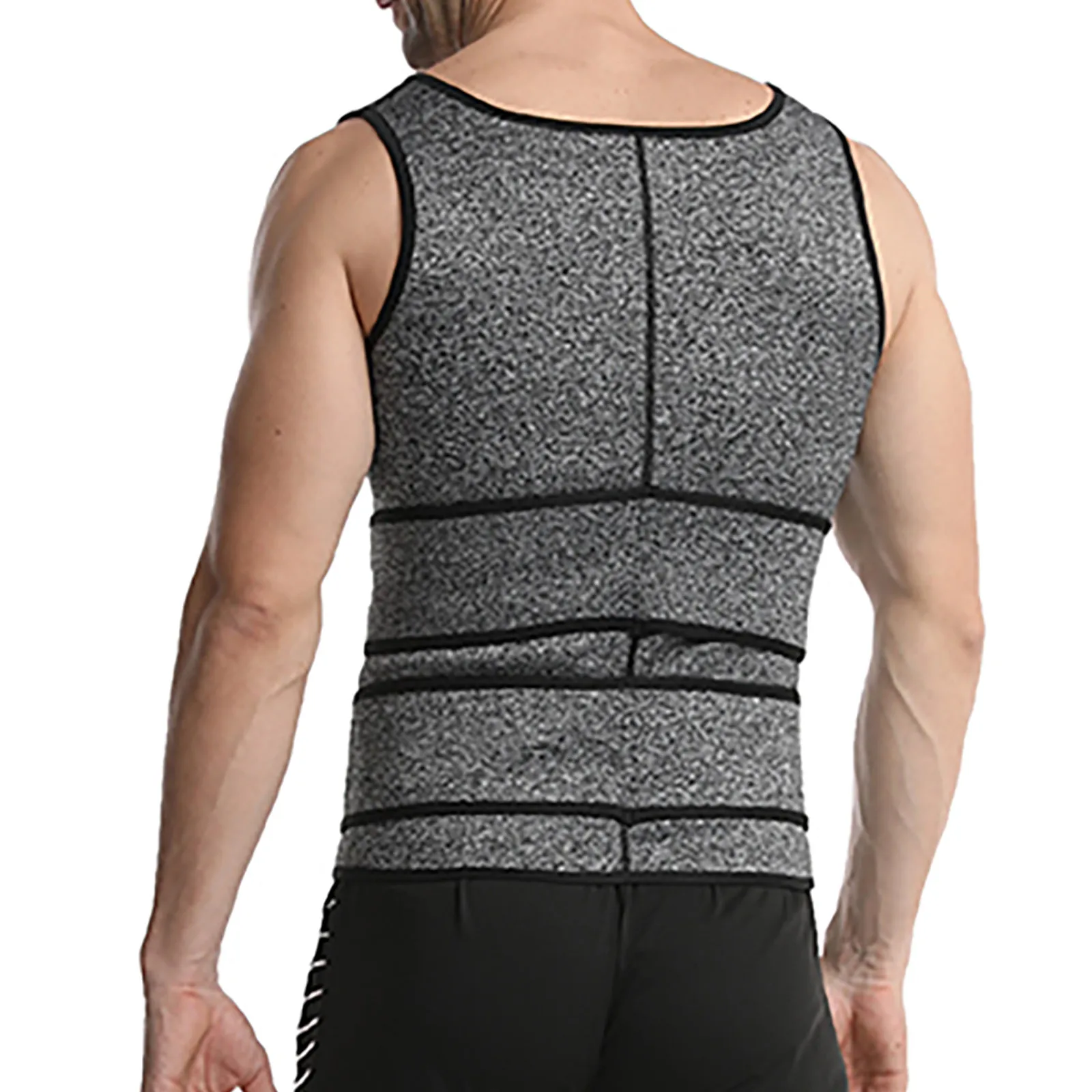 

Casual Men Body Shaper Vest Slim Double Zip Adjustable Crop Tops Summer Male Fitness Running Jogging Tank Tops Lose Weight
