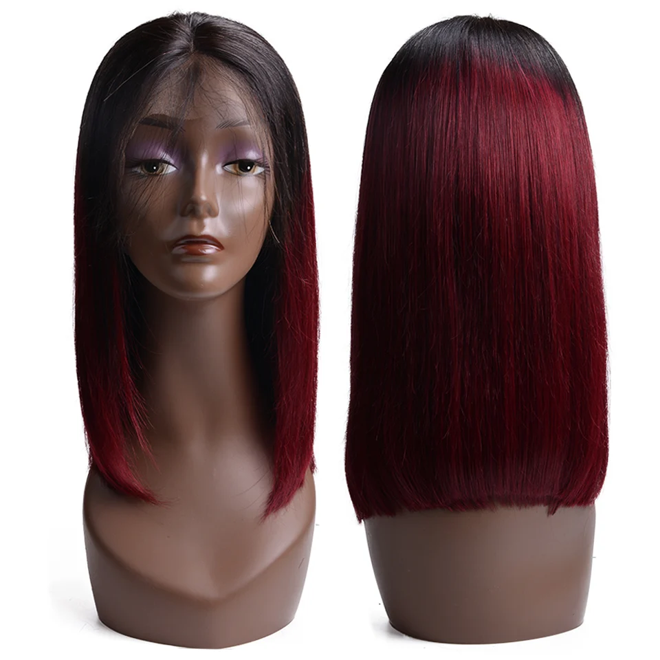 USEXY боб парик шнурка Remy человеческих волос парики 13*4 Кружева фронта 1B/99J короткие