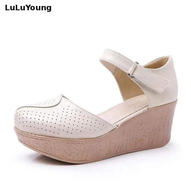 Босоножки женские летние из натуральной кожи на платформе и высоком