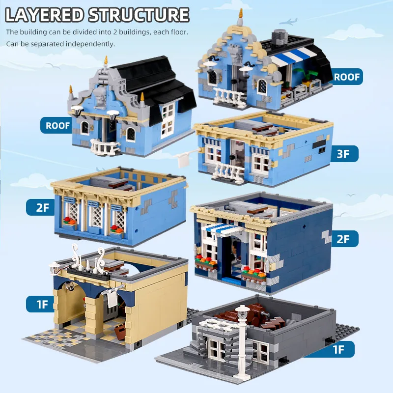 

Mould King MOC Factory City Street European Market Model Compatible 10190 Building Blocks Bricks Model Birthday DIY Gifts