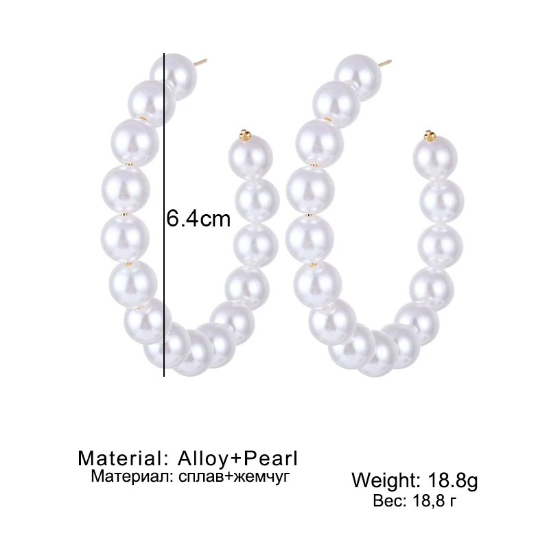 TOMTOSH Gold Circle Pearl Hoop Earrings For women Silver Large Huggie Round Big Ear Rings fashion jewelry accessories Gift