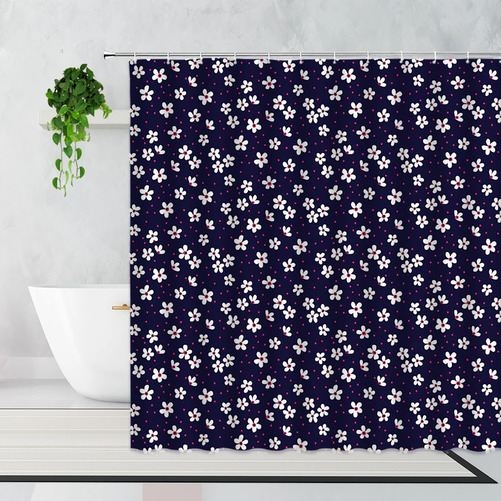 

Fabric Floral Shower Curtains Simple Fresh Art Printing Bathroom Decoration Accessories Waterproof Bath Curtain With Hook Screen