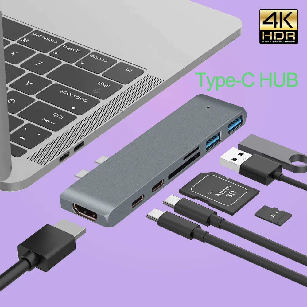 

USB 3.1 Type-C Hub To HDMI 4K Adapter USB C Thunderbolt 3 Hub with Hub 3.0 TF SD Reader Slot PD for MacBook Pro Air 2020 2019