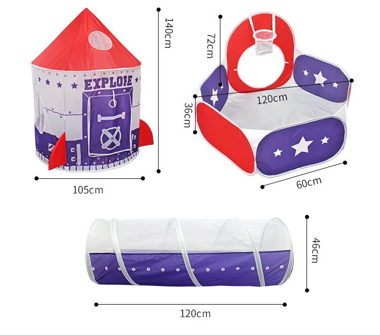 

Indoor Kid Tent Toy Space Play House Tunnel Crawling Castle Teepee Tent for Children Play Room Ocean Balls Montessori Boys Girls