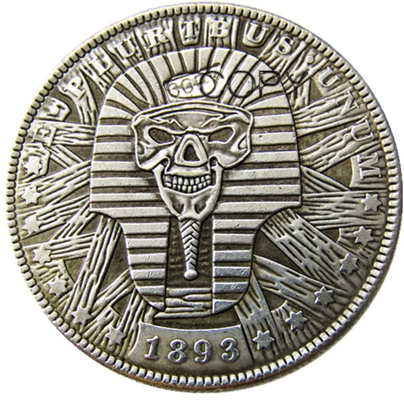 

HB (91) US Hobo 1893-P-S-O-CC Morgan Dollar Череп Зомби Скелет резной креативный посеребренный копия монет