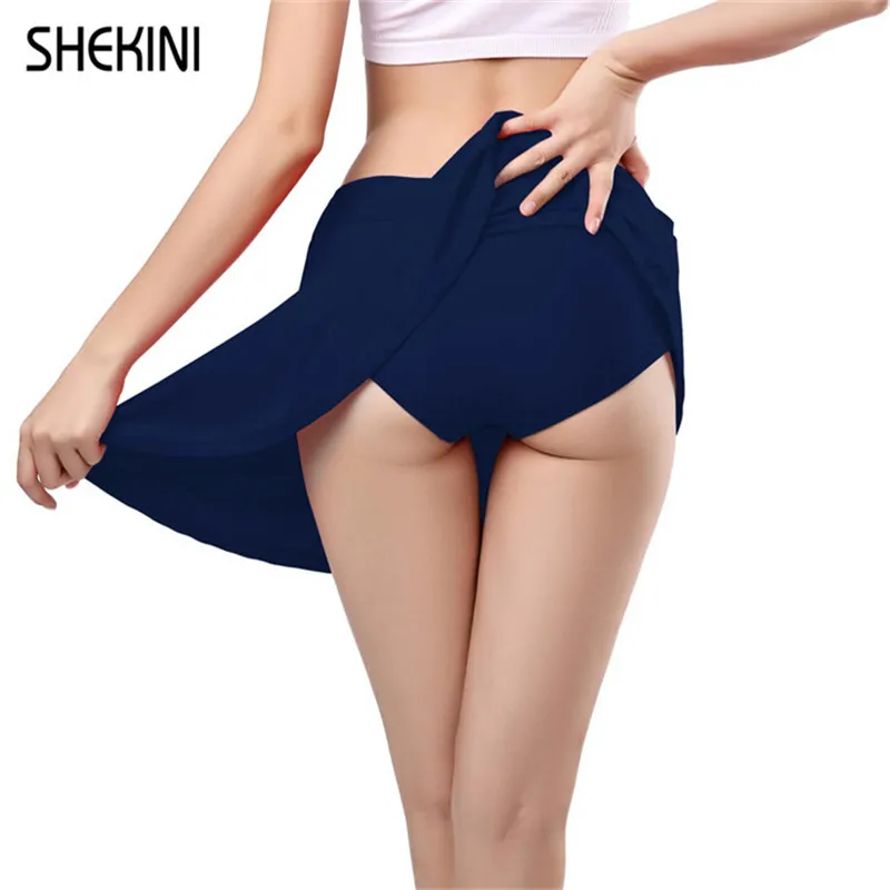 SHEKINI, Женская юбка, строгая, короткая, высокая талия, плавки, одноцветная, одежда для плавания, плавки, нижняя часть танкини