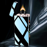 electric to flame high firepower true flame encendedores usb charging arc windproof metal cigar lighter gadgets for men