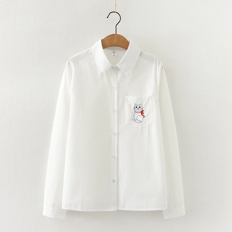 

2020 New Women Tops And Blouses Autumn Shirts Befree Blusa Feminina Cotton Blouses Tops Harajuku Embroidery Solid Blusas