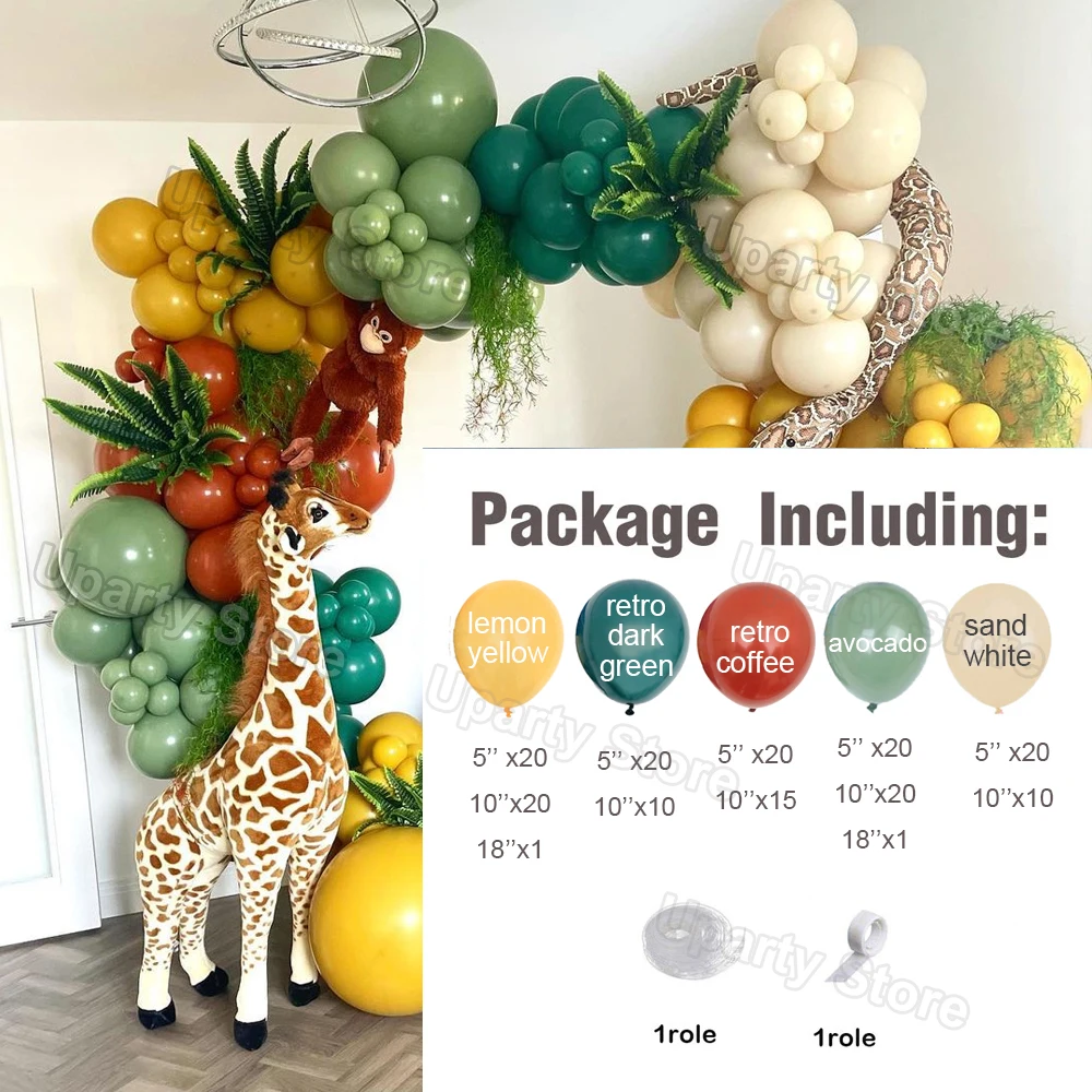 Воздушные шары в стиле сафари для дня рождения с изображением животных из