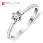 GIGAJEWE 0.3ct 4 мм круглая огранка EF VVS1 Moissanite 925 Серебряное кольцо с бриллиантом тест прошел Мода Девушки Женщины подарок