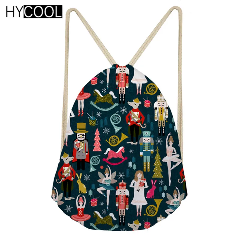 

HYCOOL 2019 винтажные подарочные сумки с завязками для балерины, Рождества, Санта-Клауса, дизайнерский рюкзак для девочек, рюкзак, сумка для одеж...