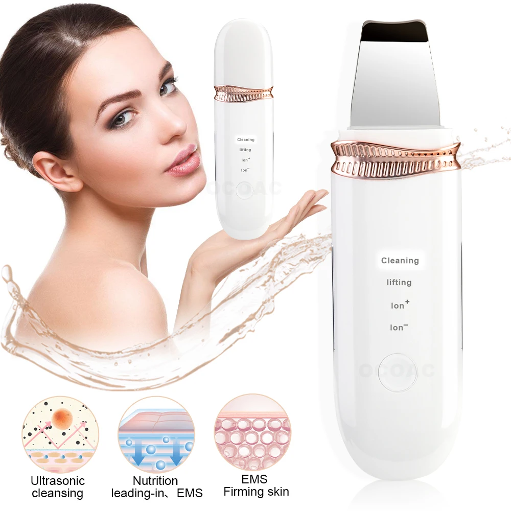Ультразвуковой очищающий скраб для кожи EMS устройство снятия шелушения лица