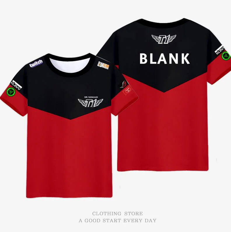 Faker bang SKT T1 футболка LCK Весенняя команда чемпионов Джерси SKTT1 Футболка мужская Faker Peanut Bang Wolf SKT1 рубашка игровые футболки