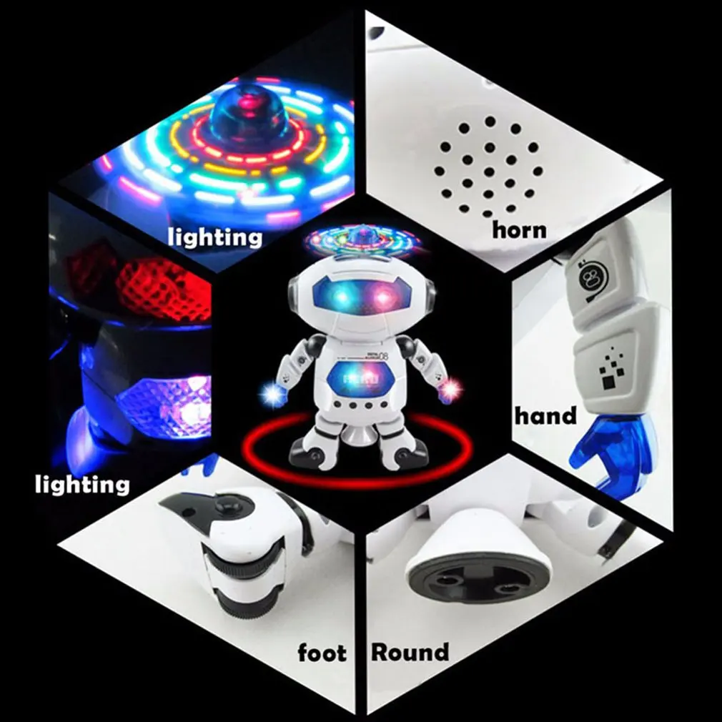

360 Degree Rotating Smart Dance Astronaut Robot Music LED Light Electronic Walking Funny Toys for Kids Children Birthday Gift