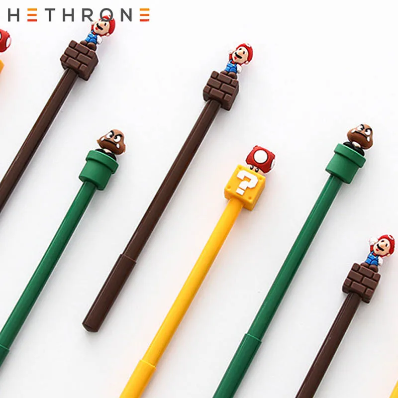 Hethrone 3 шт./лот ручки для школы супер Мэри дизайн канцлер гелевая ручка kawaii
