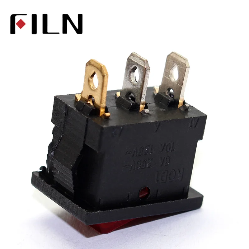 Kcd1 101 mirs 3 Pin on off rocker switch in 220v red lighting 6a250vac 13x19mm|Выключатели| |