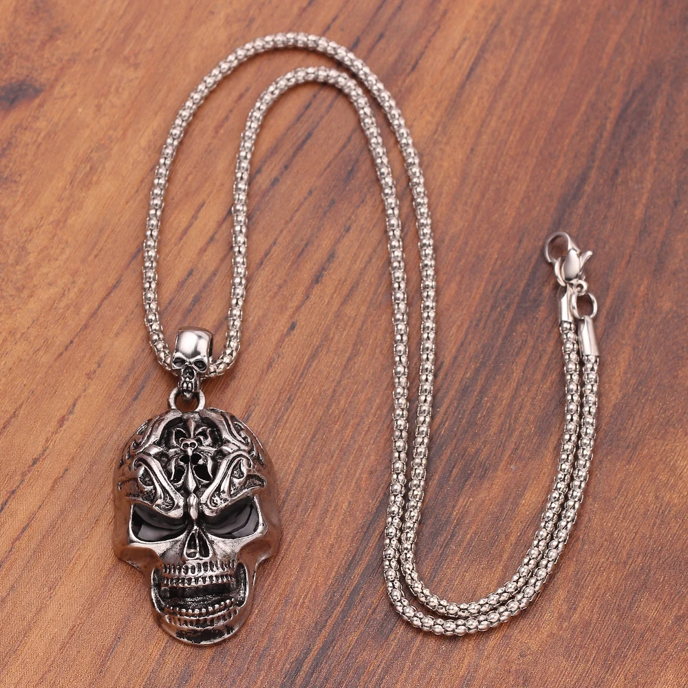 Крутые ожерелья с подвеской в виде черепа модные подвески стиле панк рок н ролл - Фото №1