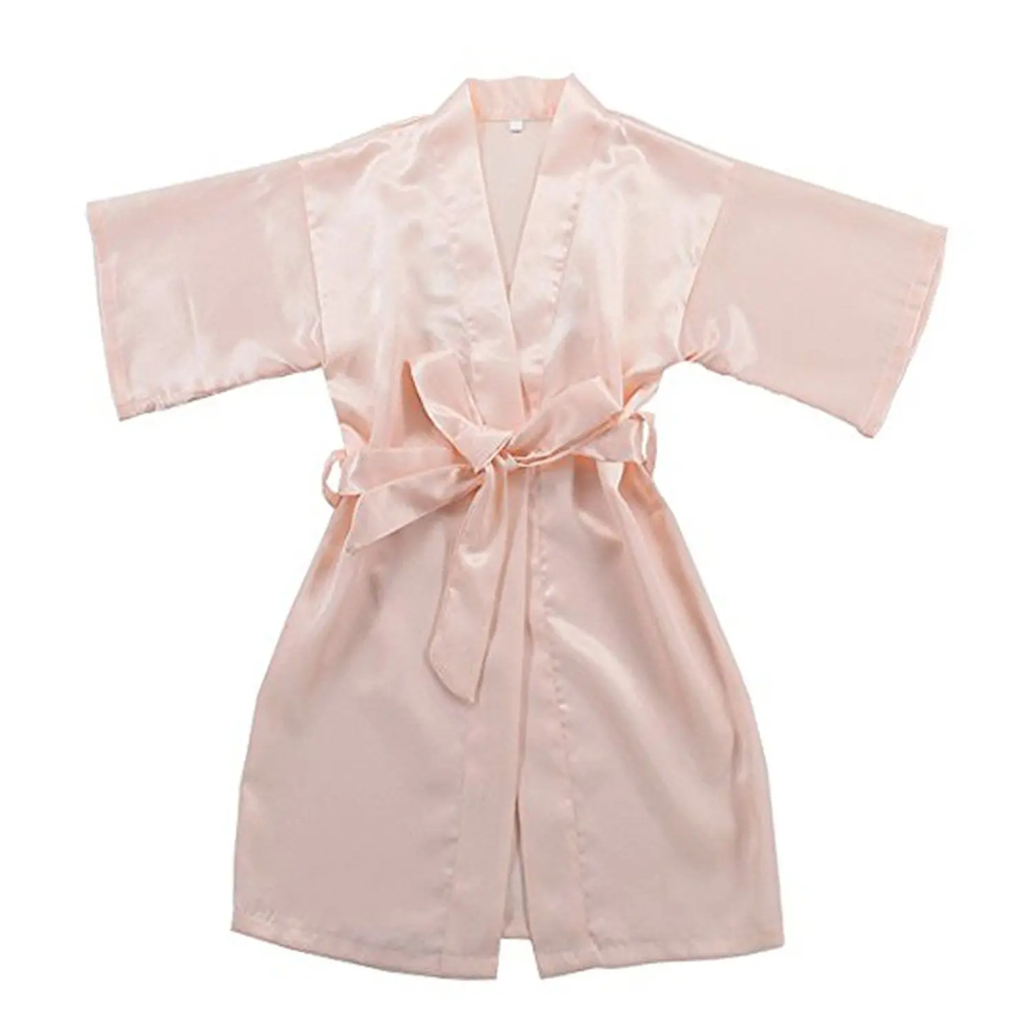 pink Кимоно с цветочным рисунком для девочек, халат, детская одежда для сна, детский халат, свадебное платье, цветочный шелк, атласное Ночное платье, 4 размера, новое детское платье - Цвет: pink