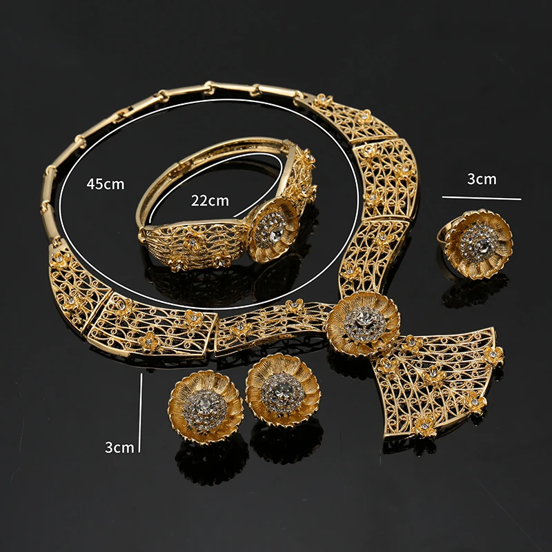 

Fani Dubai Gold Color Jewelry Set Brand Nigerian women Costume Wedding bridal Jewelry Set African Beads Jewelry Set Wholesale
