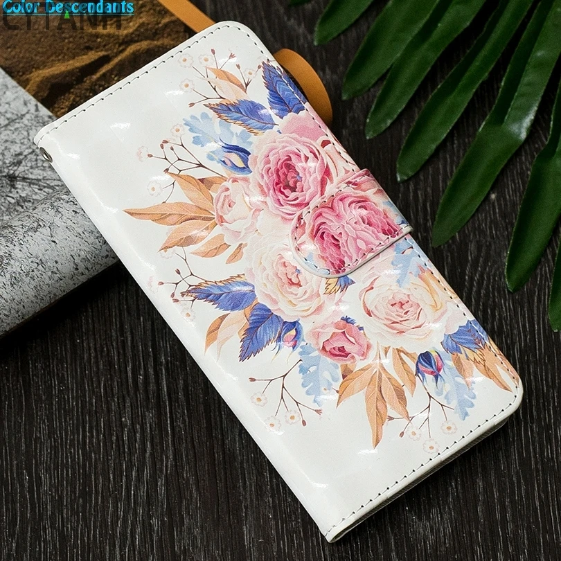 3D окрашенный Чехол-книжка с откидной крышкой для huawei mate 20 P8 P10 P20 Lite 2017 P Smart Plus Honor 8 9