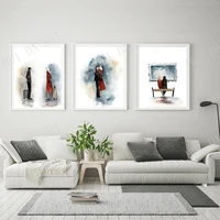 love story 3 prints set gallery wall set of 3 art prints watercolor prints meeting hug and in a museum couple in love art
