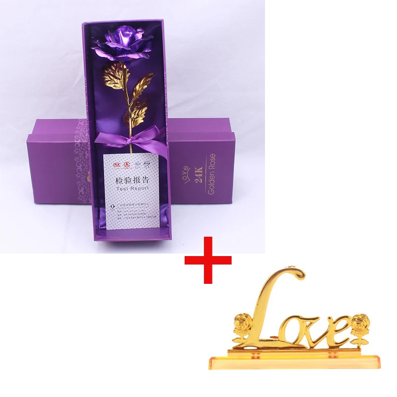 purple base Дропшиппинг День Святого Валентина 24K Фольга Золотая Роза креативный подарок длится навсегда любовь Свадебный декор любовник Роза - Цвет: purple base