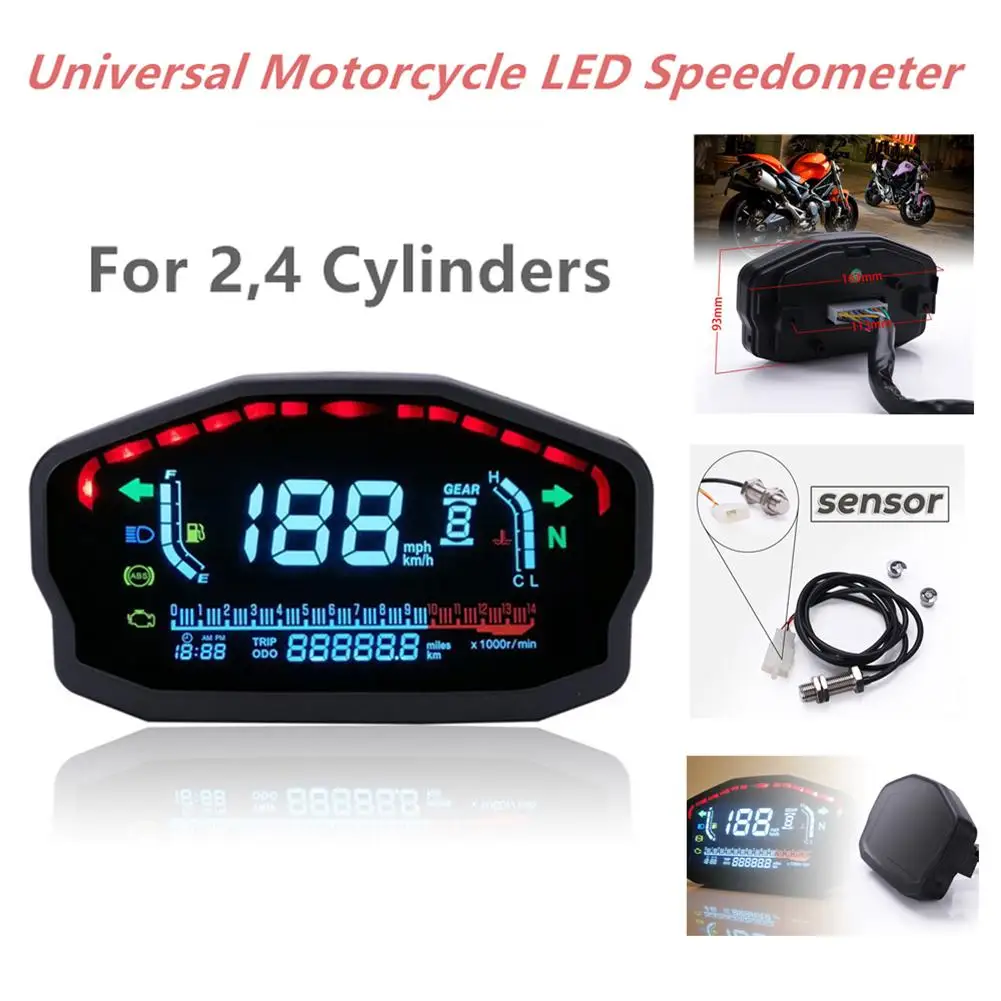 Motorcycle Modified Color Screen LCD Digital Instrument Shockproof Anti-glare Universal LED Speedometer Odometer | Автомобили и