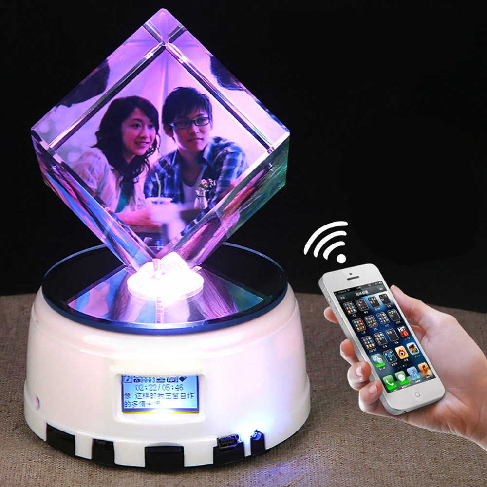 

Персонализированная Хрустальная Светодиодная лампа-кубик, музыкальный альбом для фотографий с Bluetooth светильник на годовщину, день рождени...