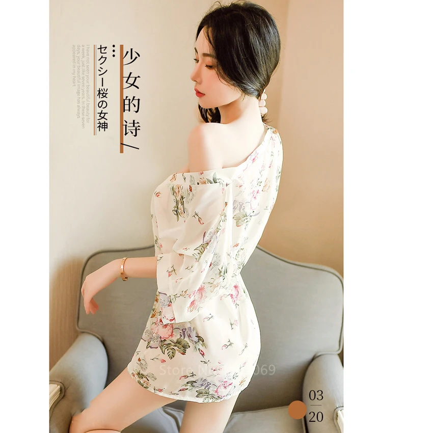 

Women Japanese Kimono Traditional Style Half Sleeve Pajamas Dress Floral Print Yukata Female Sexy Sleepwear Nightgown Bathrobe