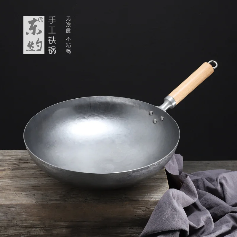

Chinese Simple Wok Cast Iron Non Stick Pan Kitchen Traditional Simple Frying Pan Panela Antiaderente Wedding Decoration EC50CG