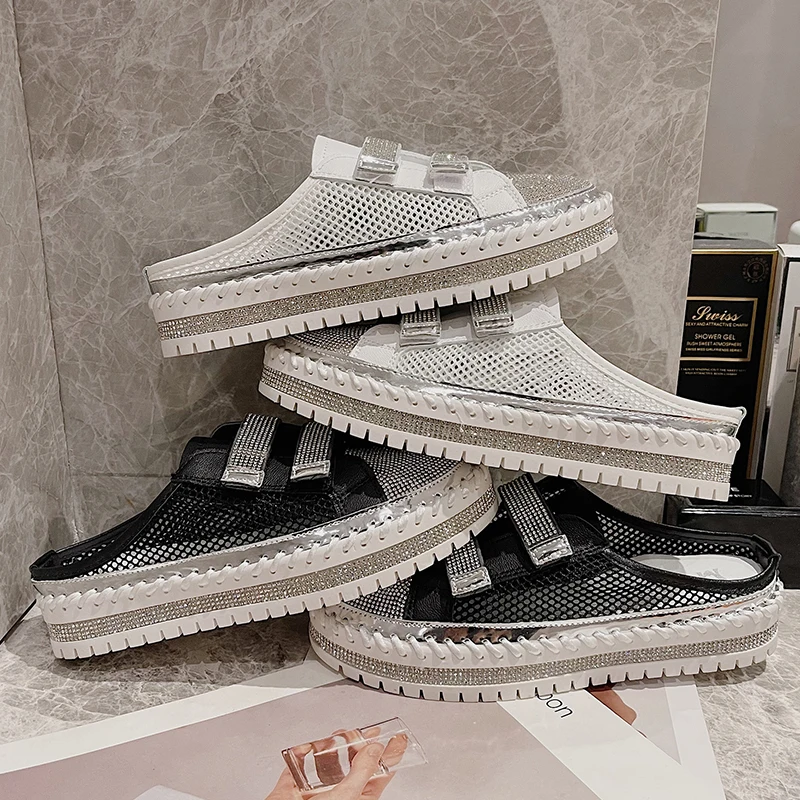 

Loafers Female Shoes Mules For Women 2021 Med Cover Toe Ladies' Slippers Luxury Slides Jelly Flip Flops New Designer Flat