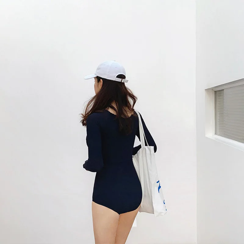 Купальник в помещении женская купальная одежда 2019 женская защитная рубашка для серфинга Корея длинные гарды новой модели с разделенным рукавом высокая талия полиэстер